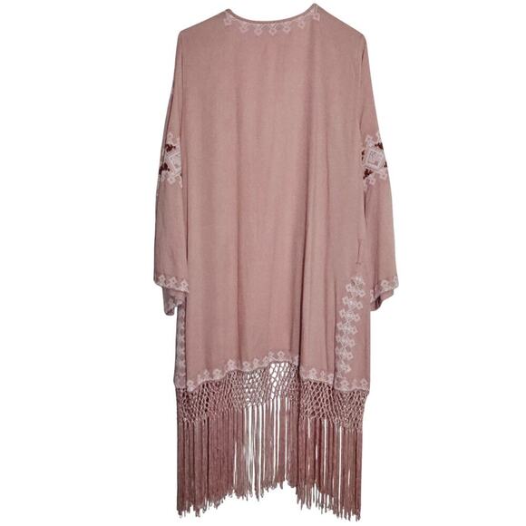 Melissa Odaabash Bohemian Embroidered Fringe Swim Coverup Cardigan OS Summer‎ - Picture 11 of 11